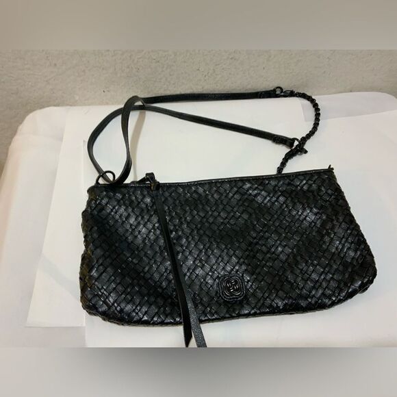 Elliot Lucca Braided Leather Small Shoulder Bag Purse - Picture 1 of 9